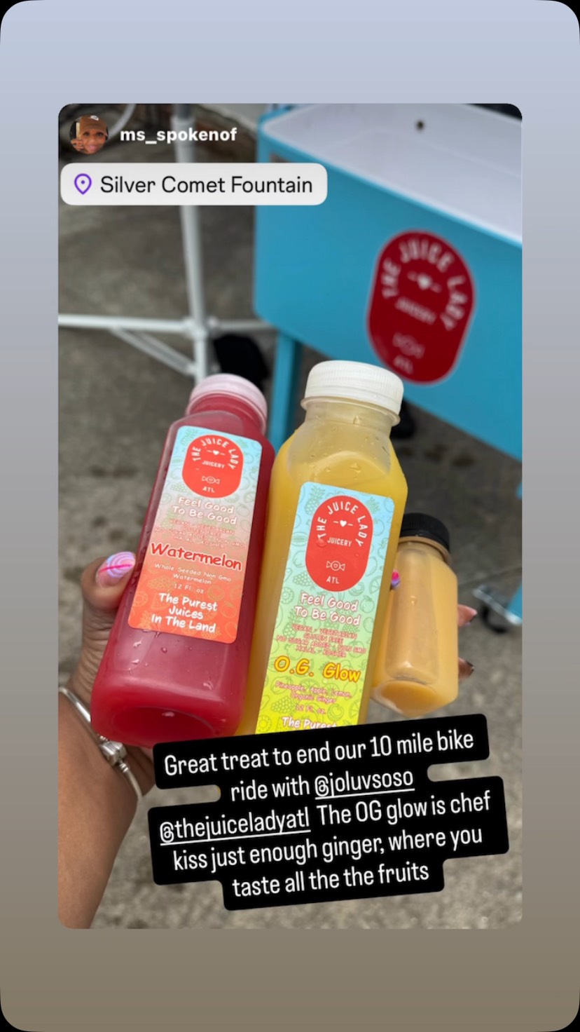Fresh Juice Lady bottles ready for a community bike event