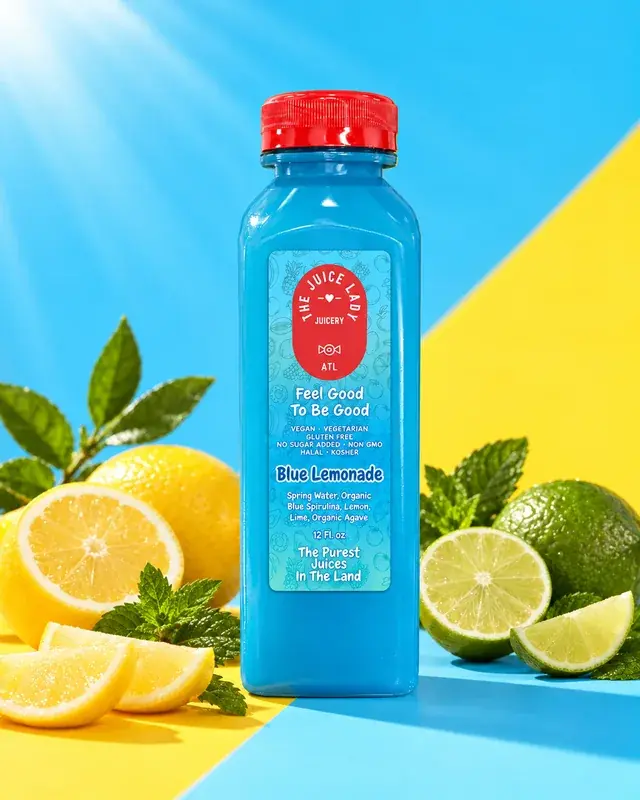 BLUE LEMONADE: Organic Spirulina, Lemon, Lime & Organic Agave (1 Bottle, 12 fl oz)