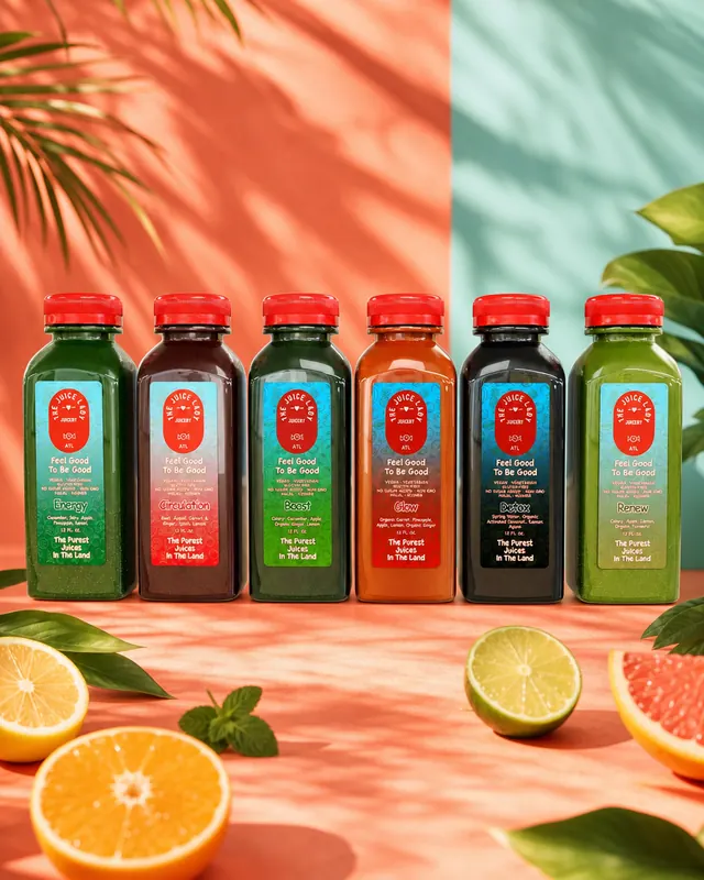 One-Day Cleanse & Detox – Fruit & Veggie Juice Drinks (5 Bottles · 12 fl oz Each) plus one 2 oz shot