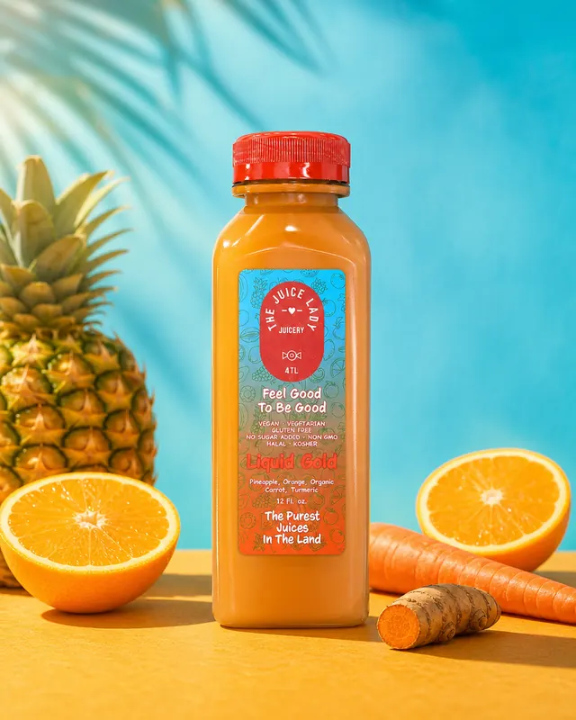LIQUID GOLD - Pineapple, Organic Carrot, Orange, Organic Turmeric 1 Bottle (12 fl oz)